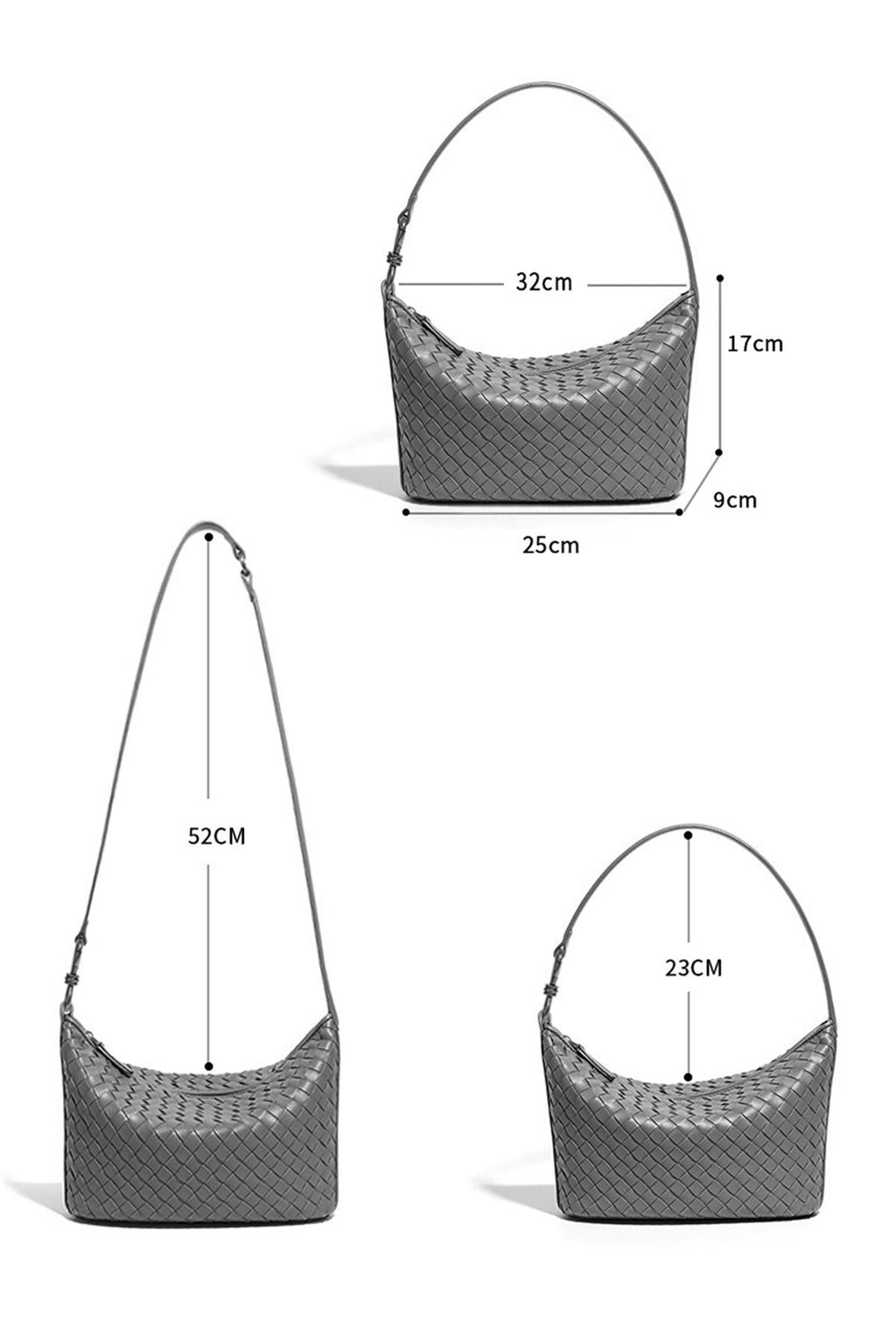Handtasche Damen Grau Geflochten Schultertasche kaufen