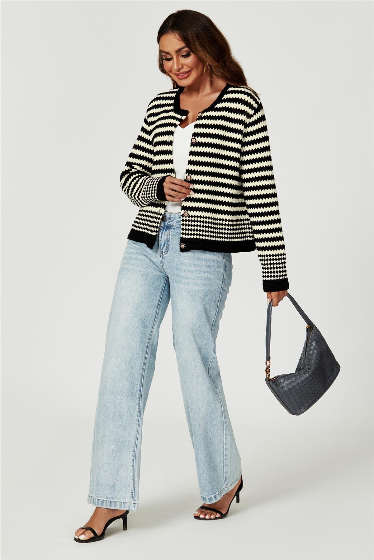 Handtasche Damen Grau Geflochten Schultertasche kaufen