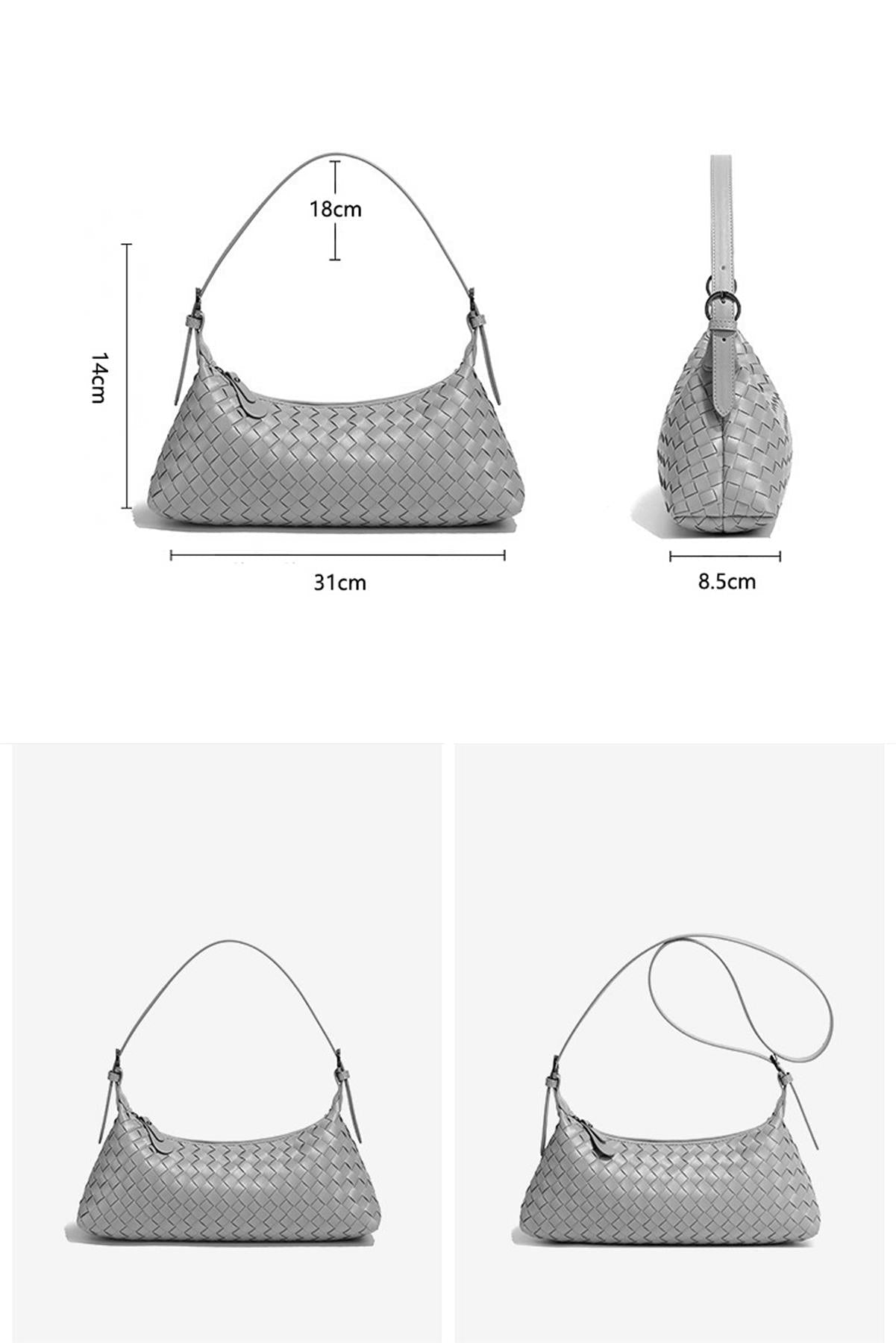 Handtasche Damen geflochten – Schultertasche Creme elegant