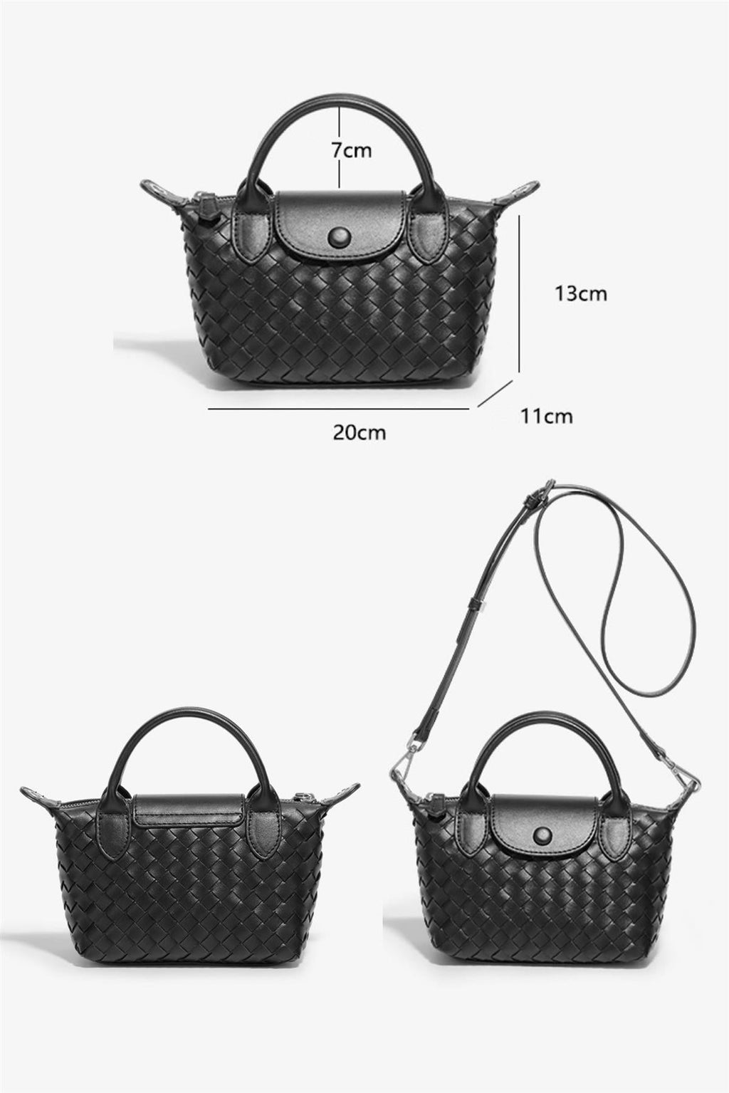 Mini Handtasche Damen Schwarz Geflochten Henkeltasche kaufen