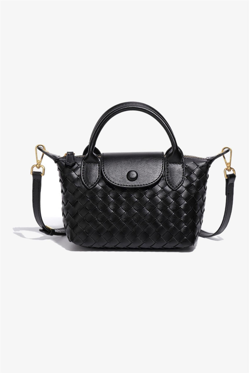 Mini Handtasche Damen Schwarz Geflochten Henkeltasche kaufen