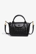 Mini Handtasche Damen Schwarz Geflochten Henkeltasche kaufen