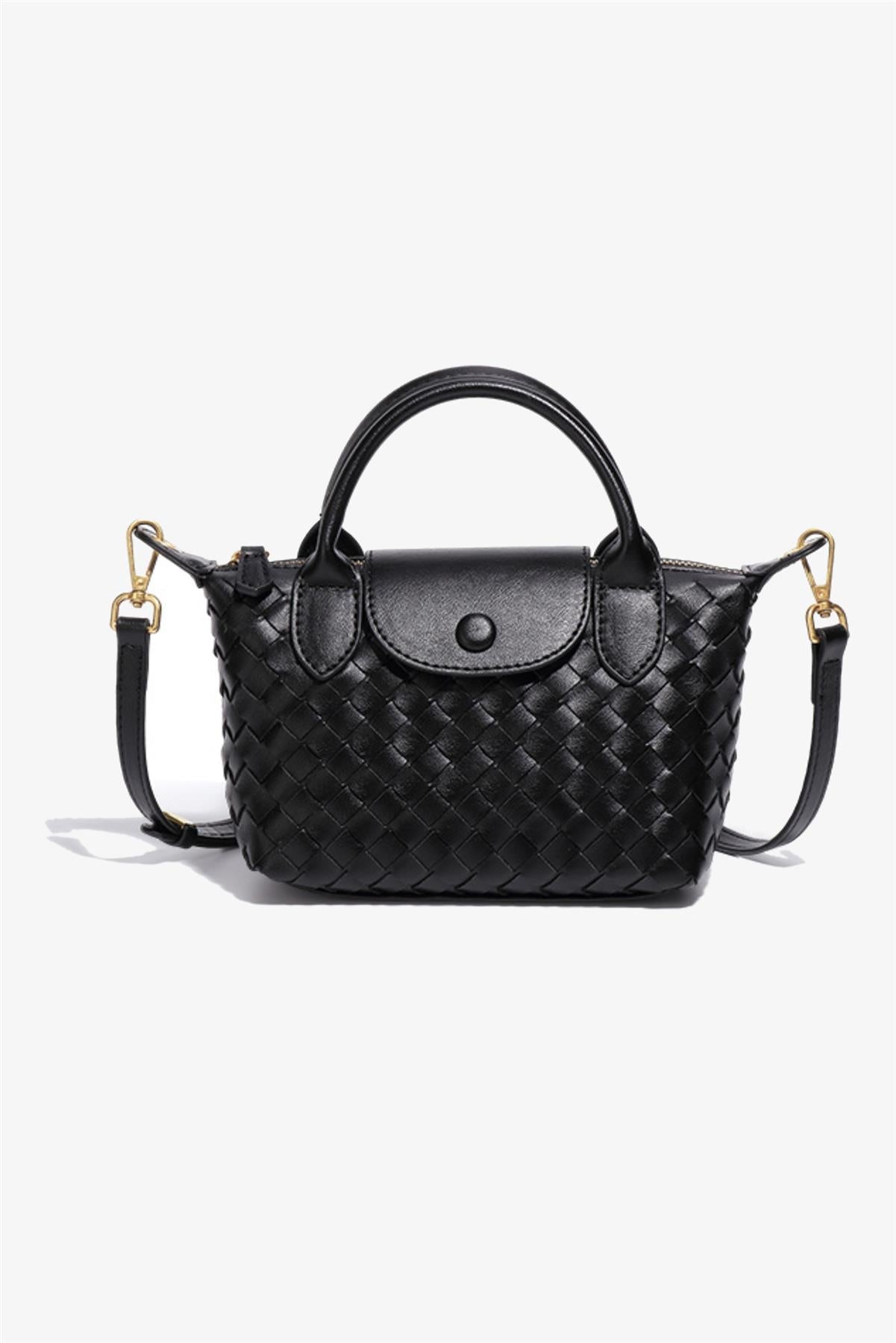 Mini Handtasche Damen Schwarz Geflochten Henkeltasche kaufen