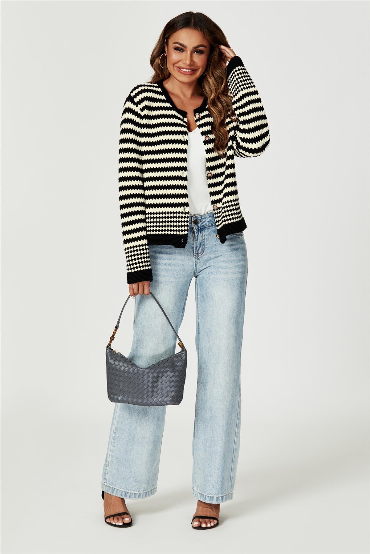 Handtasche Damen Grau Geflochten Schultertasche kaufen