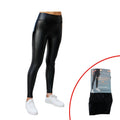 Leggings Damen Wet Look High Waist Schwarz Lederoptik