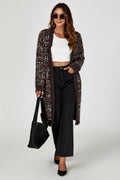Cardigan Damen Bouclé Braun Bunt Strickjacke Oversized kaufen