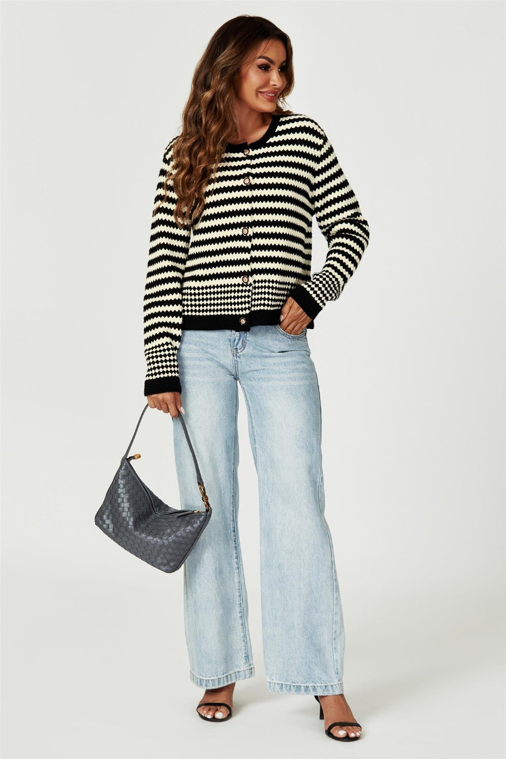 Handtasche Damen Grau Geflochten Schultertasche kaufen