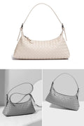 Handtasche Damen geflochten – Schultertasche Creme elegant