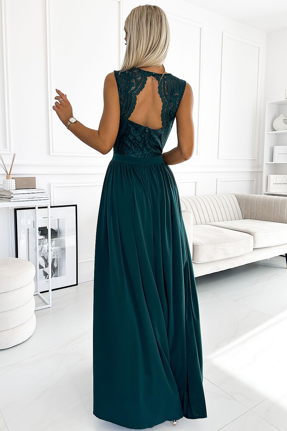Maxikleid Damen Bestickt Dekolleté Elegant