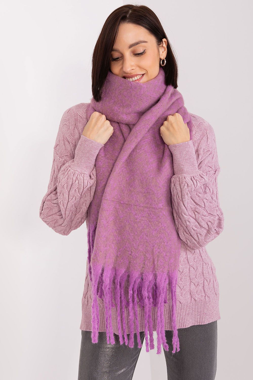 Damen Schal Lang Polyester Geometrisch - Winterschal mit Quasten