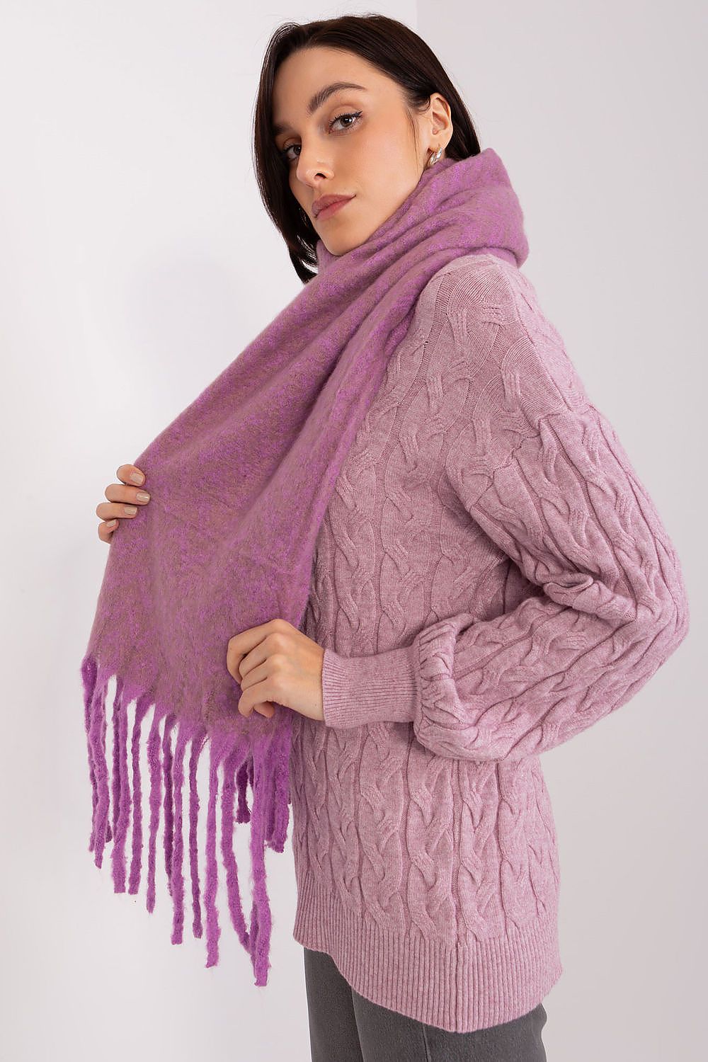 Damen Schal Lang Polyester Geometrisch - Winterschal mit Quasten