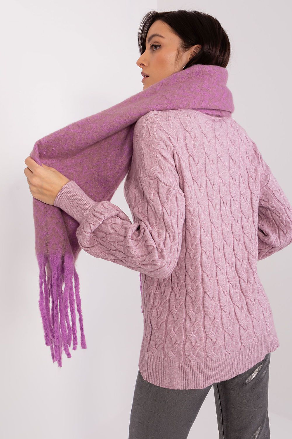 Damen Schal Lang Polyester Geometrisch - Winterschal mit Quasten