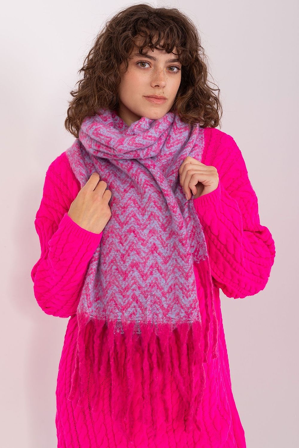 Damen Schal Lang Polyester Geometrisch - Winterschal mit Quasten