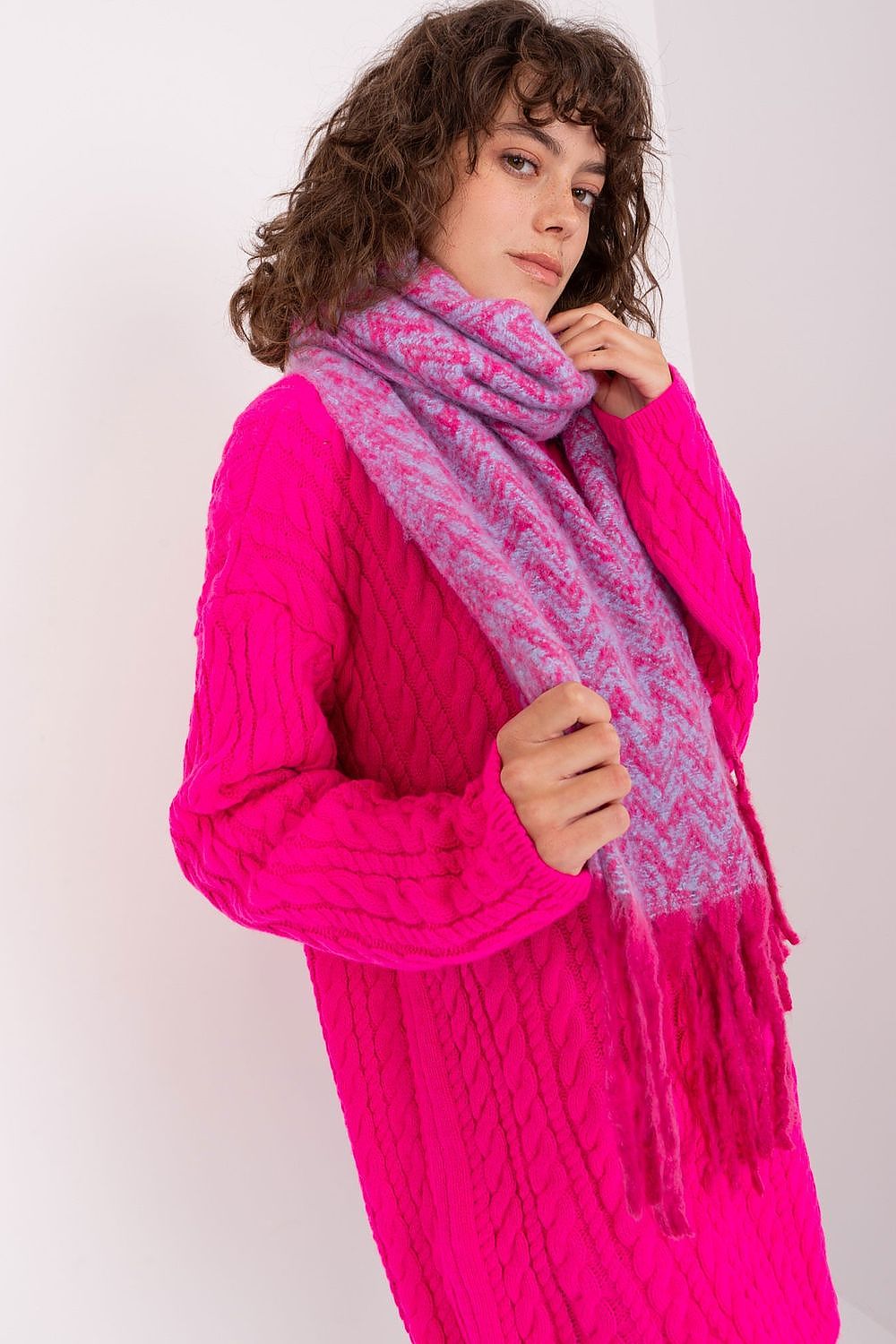 Damen Schal Lang Polyester Geometrisch - Winterschal mit Quasten