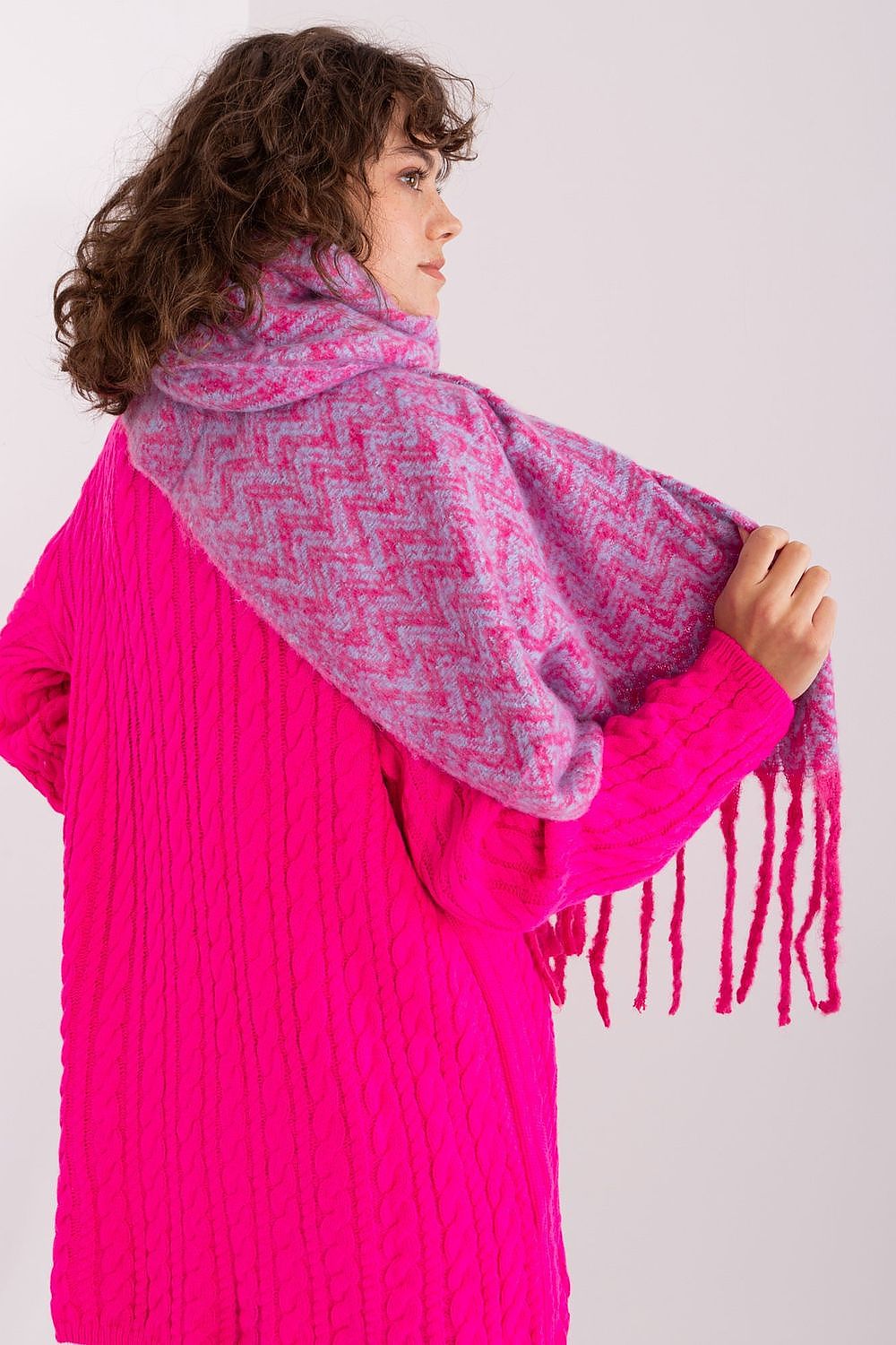 Damen Schal Lang Polyester Geometrisch - Winterschal mit Quasten