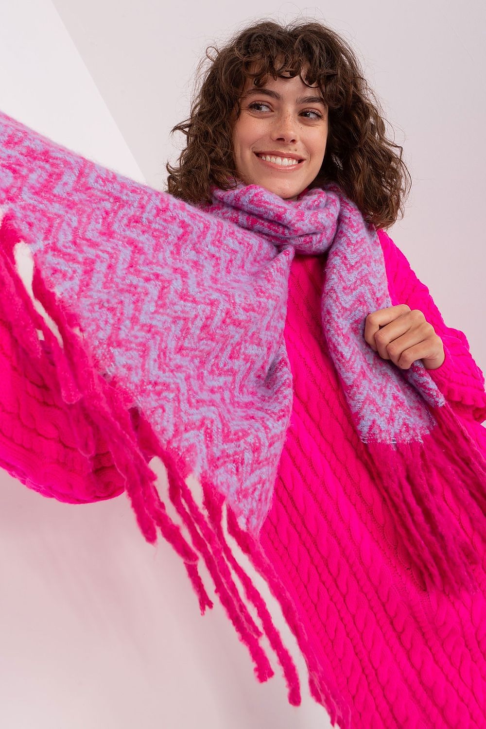 Damen Schal Lang Polyester Geometrisch - Winterschal mit Quasten