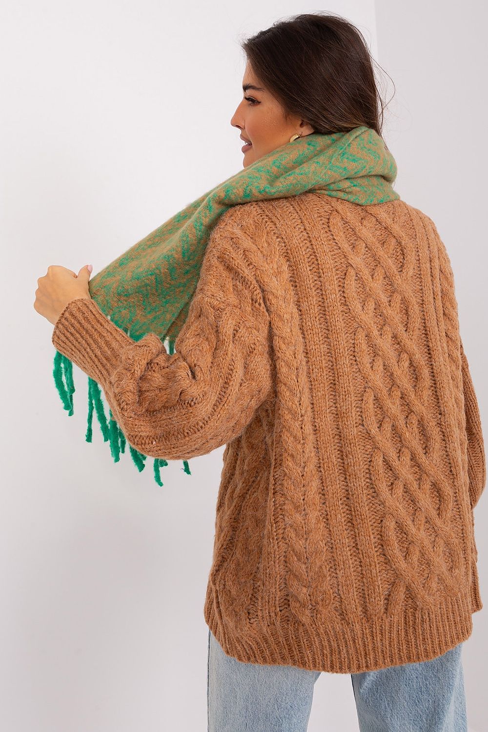Damen Schal Lang Polyester Geometrisch - Winterschal mit Quasten