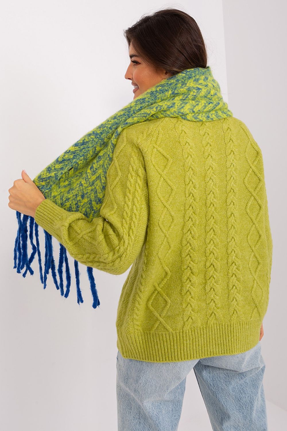 Damen Schal Lang Polyester Geometrisch - Winterschal mit Quasten
