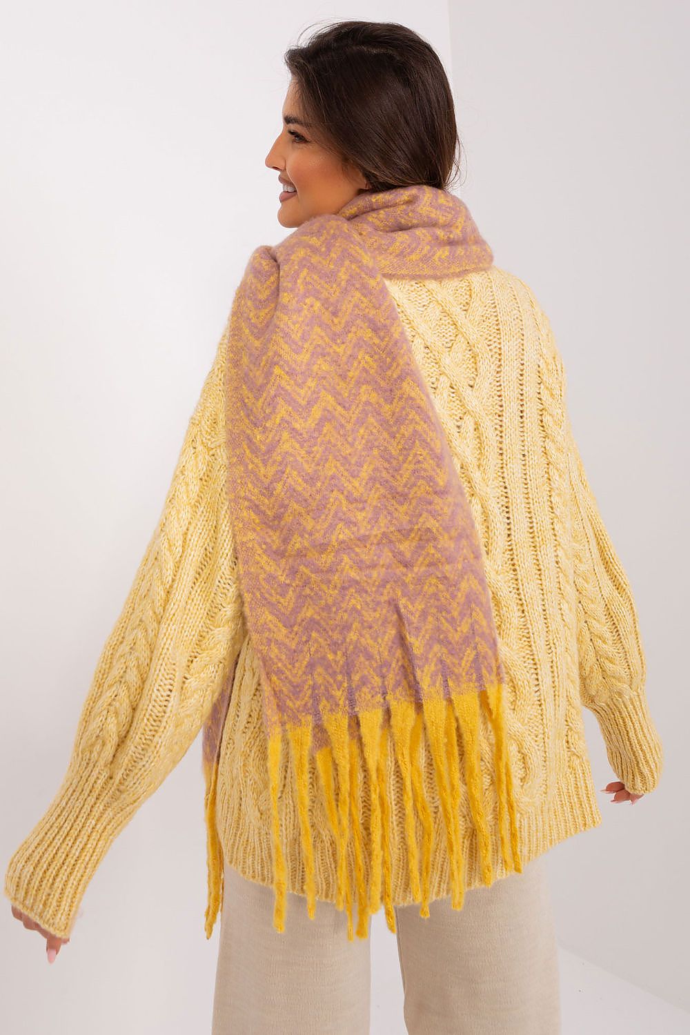 Damen Schal Lang Polyester Geometrisch - Winterschal mit Quasten