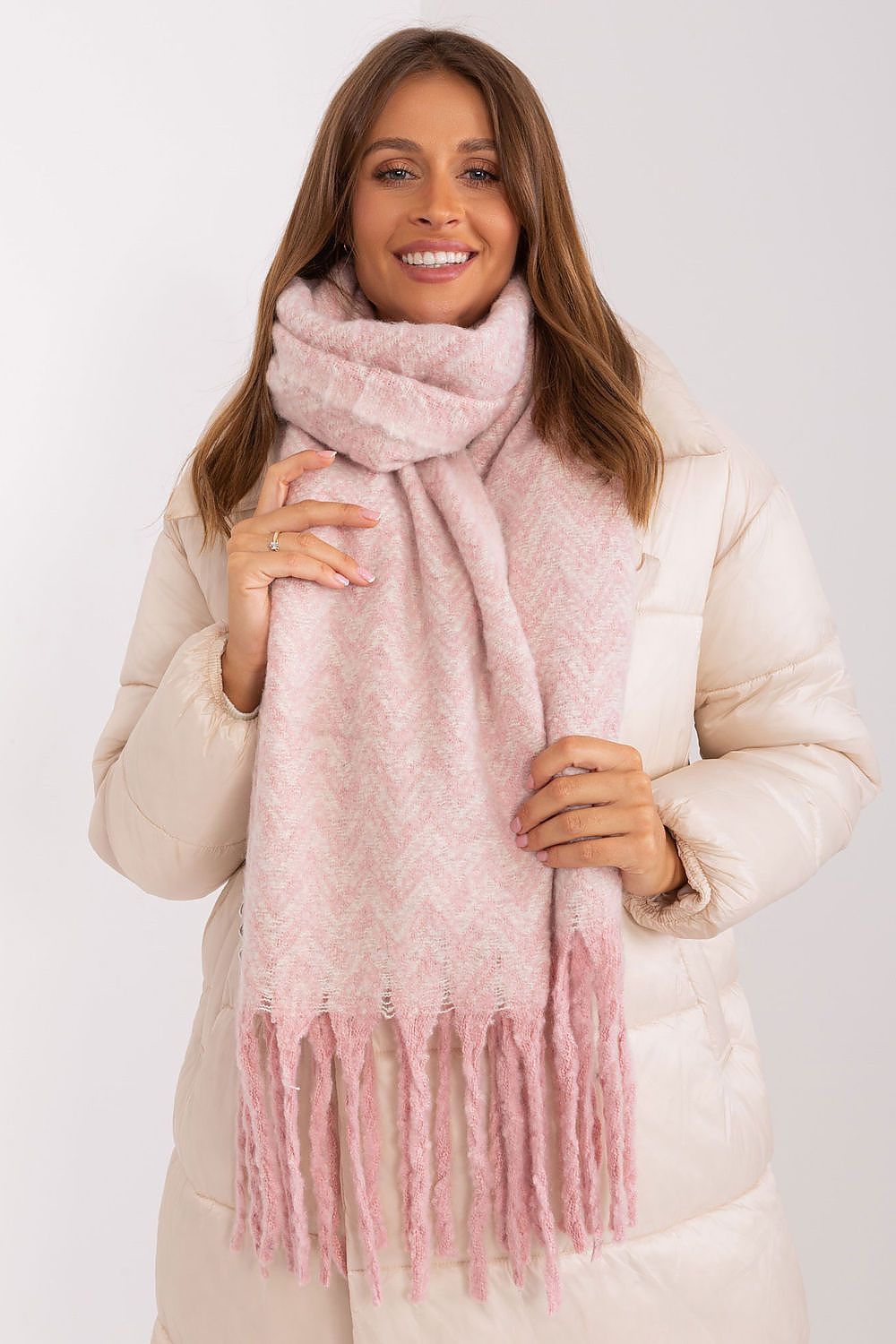 Damen Schal Lang Polyester Geometrisch - Winterschal mit Quasten