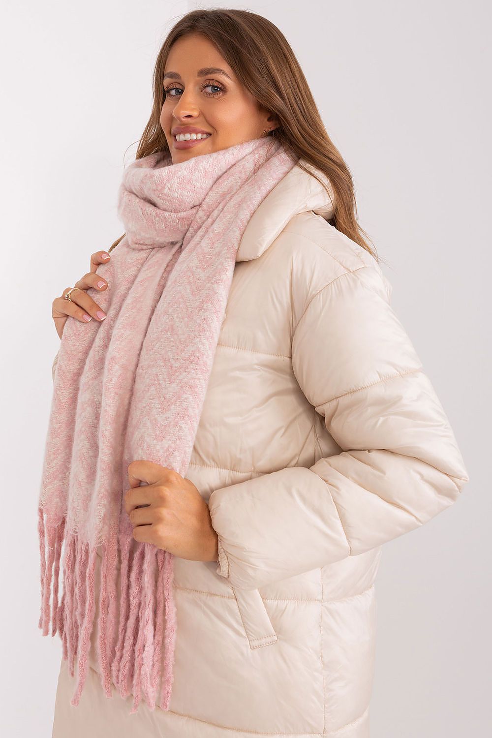 Damen Schal Lang Polyester Geometrisch - Winterschal mit Quasten