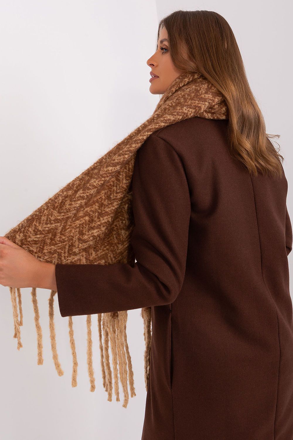 Damen Schal Lang Polyester Geometrisch - Winterschal mit Quasten