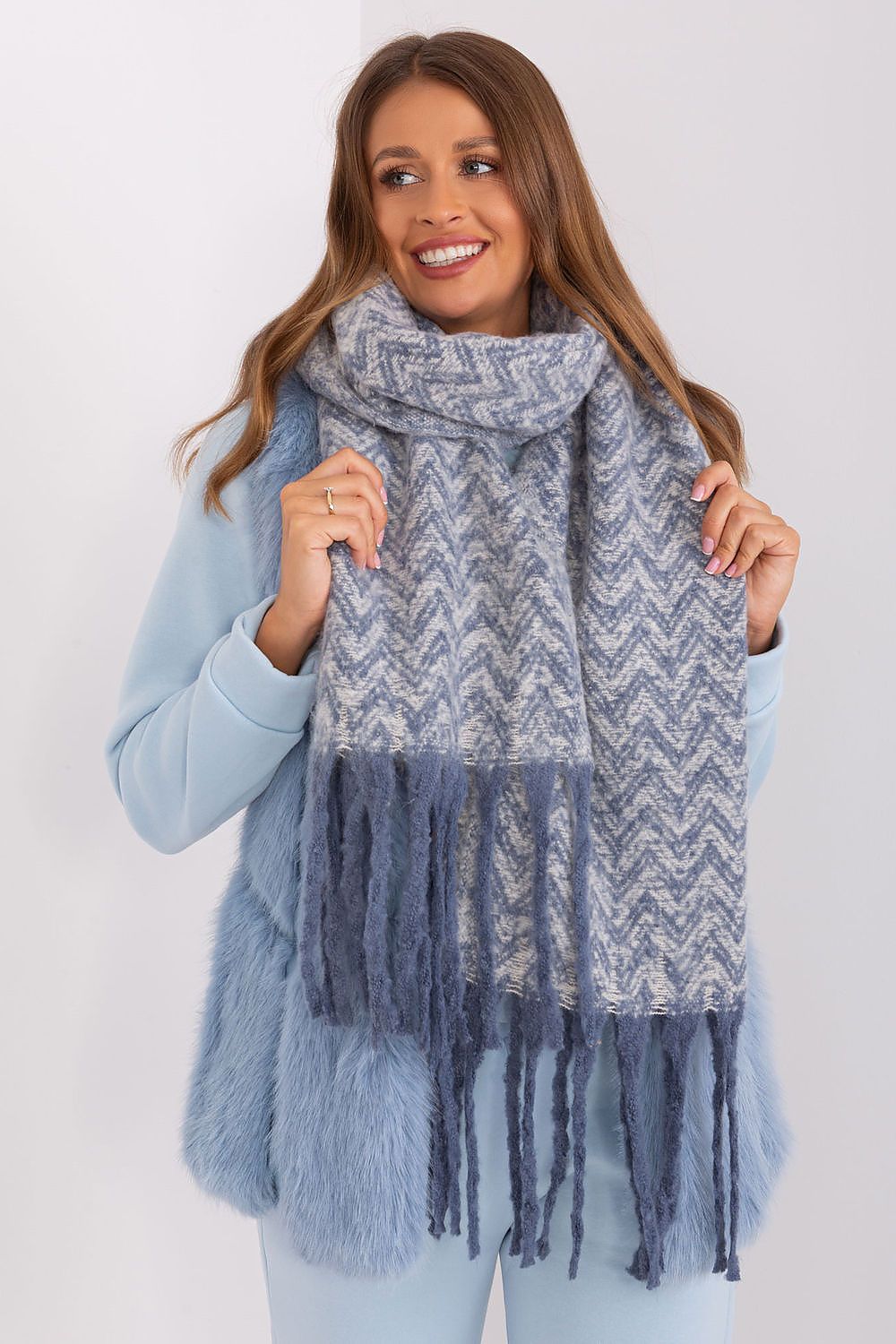 Damen Schal Lang Polyester Geometrisch - Winterschal mit Quasten