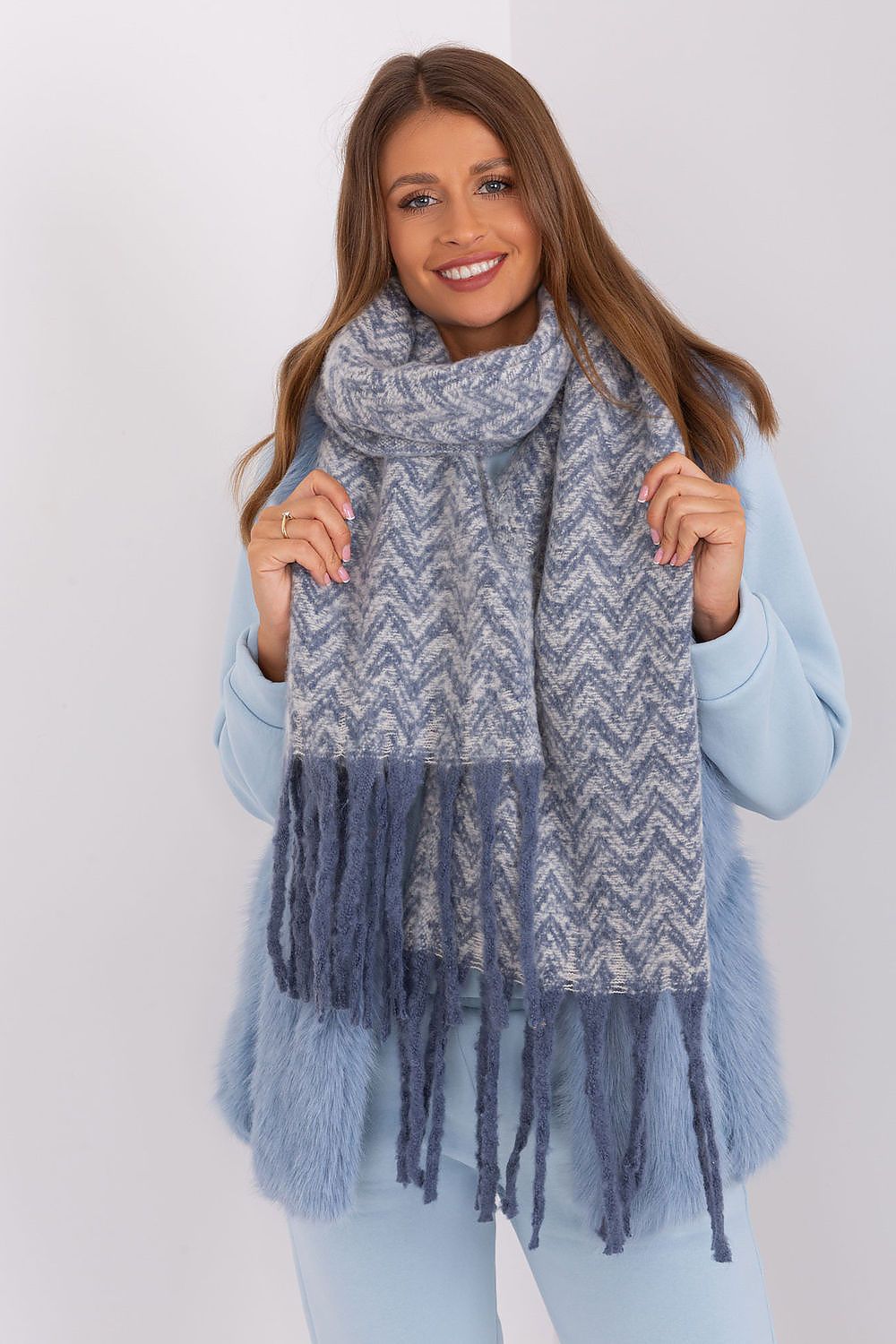 Damen Schal Lang Polyester Geometrisch - Winterschal mit Quasten