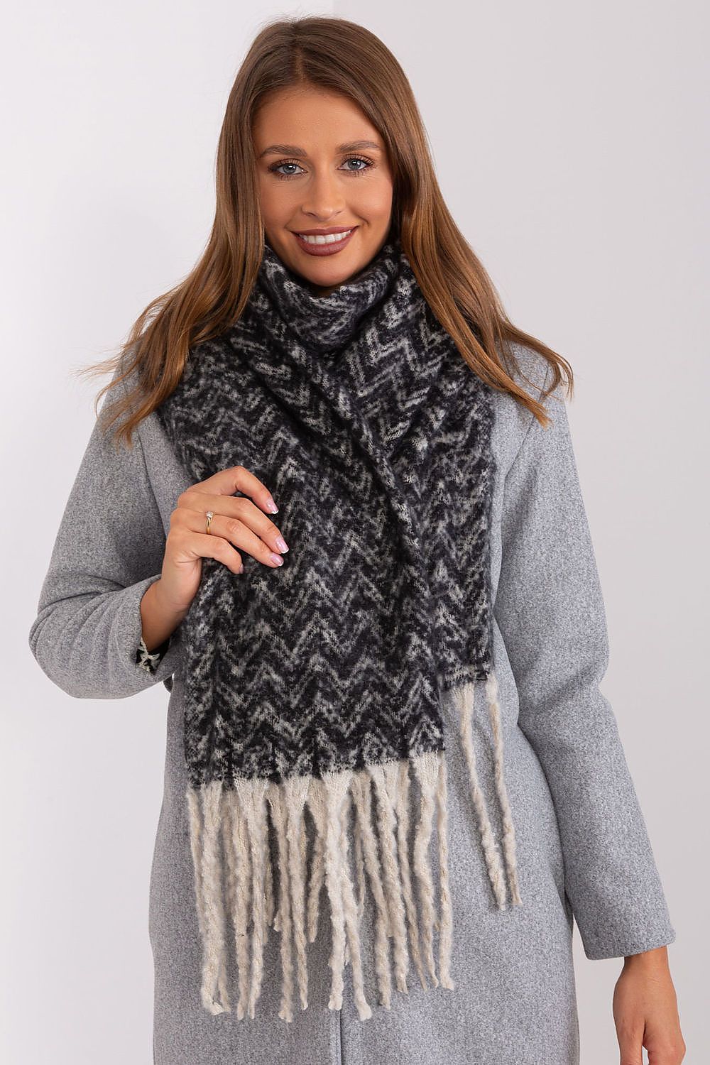Damen Schal Lang Polyester Geometrisch - Winterschal mit Quasten