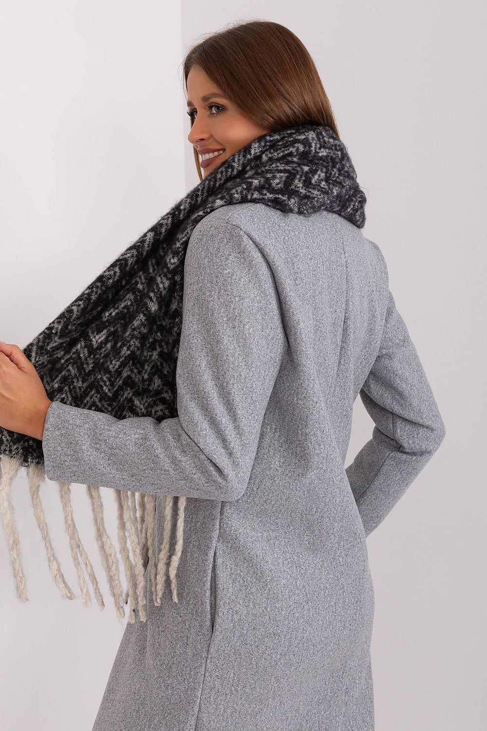 Damen Schal Lang Polyester Geometrisch - Winterschal mit Quasten