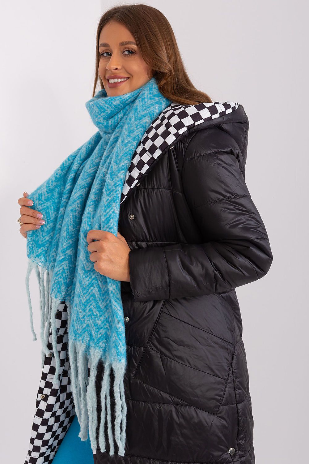 Damen Schal Lang Polyester Geometrisch - Winterschal mit Quasten
