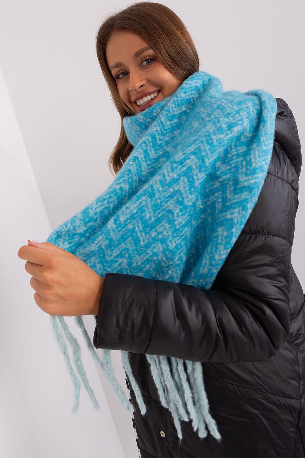 Damen Schal Lang Polyester Geometrisch - Winterschal mit Quasten