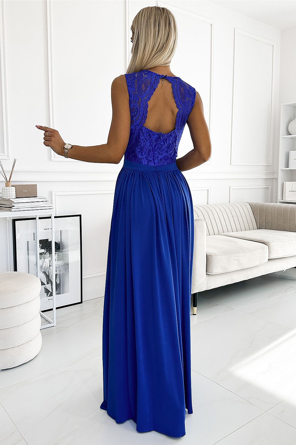 Maxikleid Damen Bestickt Dekolleté Elegant