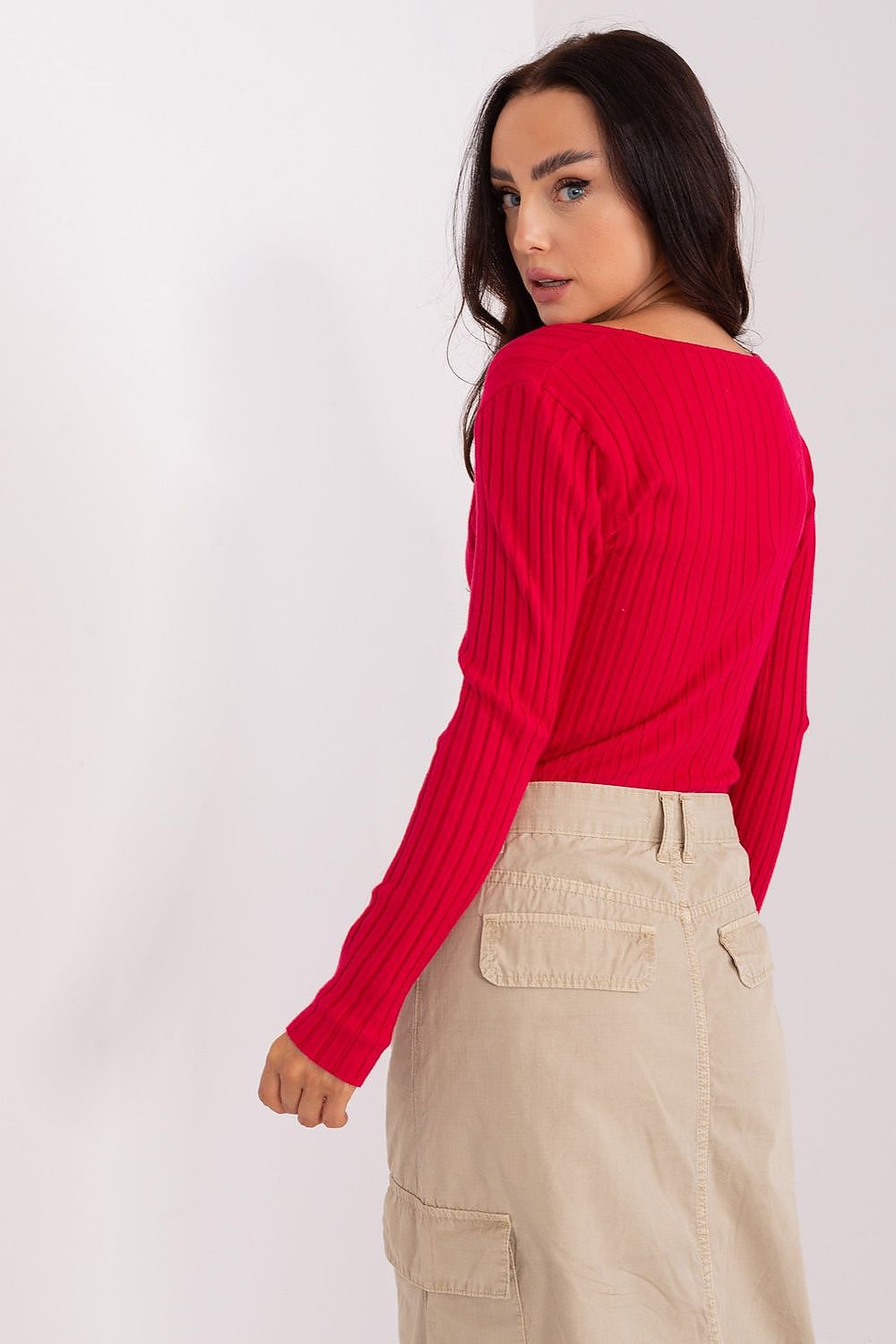Gerippter Pullover Damen Rundhals Viskose – Weich & Bequem