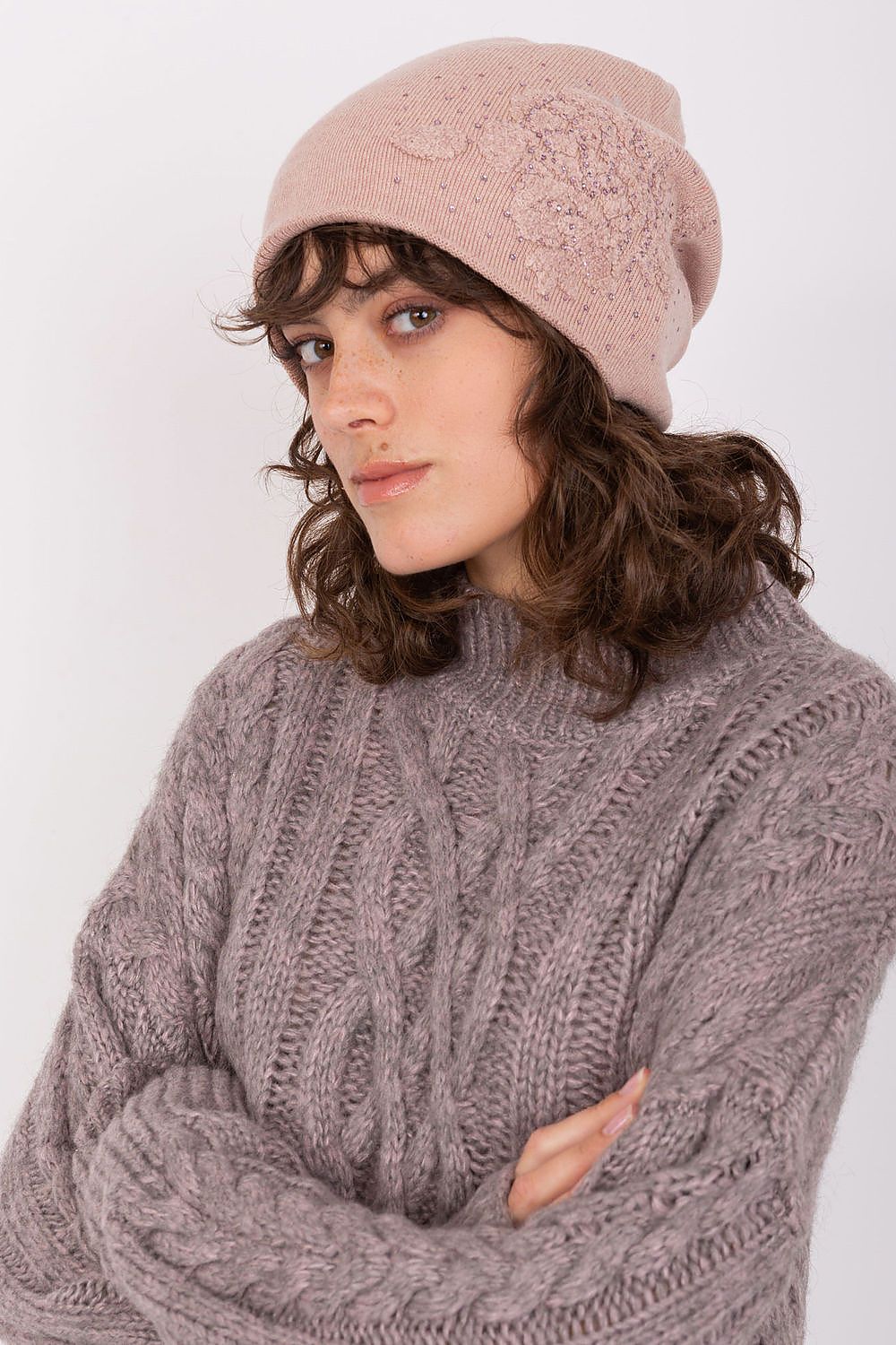 Damen Wintermütze Strass - Warme Mütze mit Strasssteinen