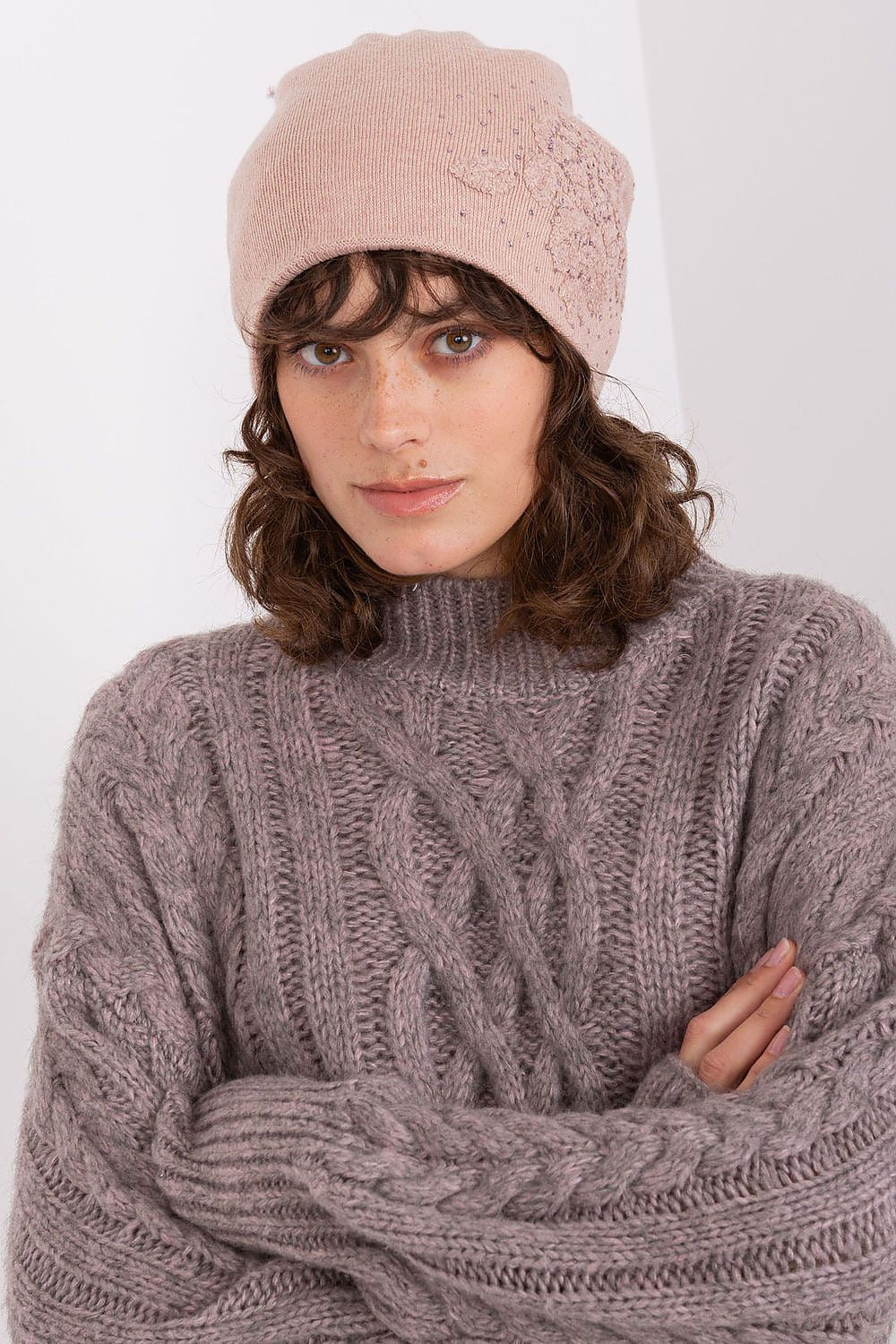 Damen Wintermütze Strass - Warme Mütze mit Strasssteinen