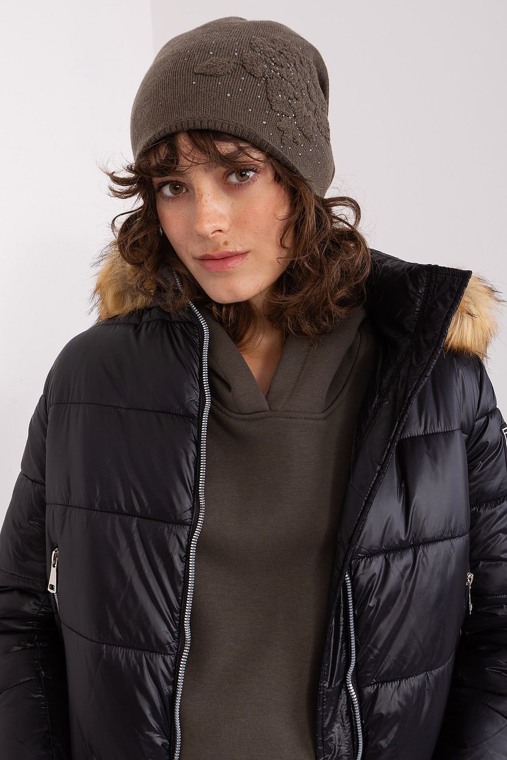 Damen Wintermütze Strass - Warme Mütze mit Strasssteinen