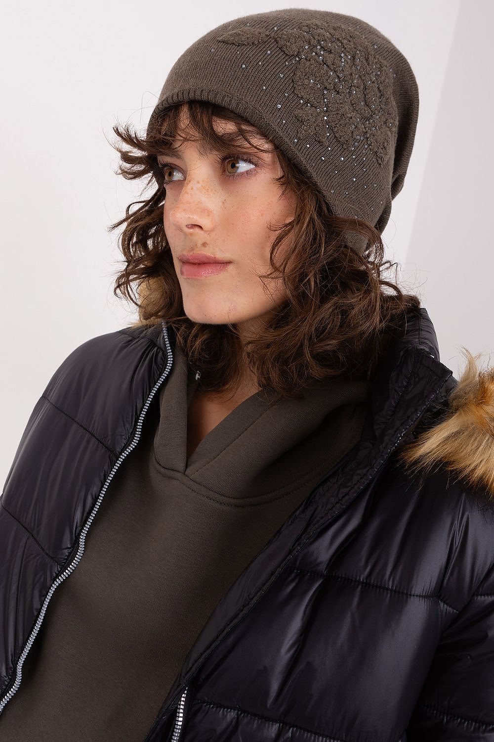 Damen Wintermütze Strass - Warme Mütze mit Strasssteinen
