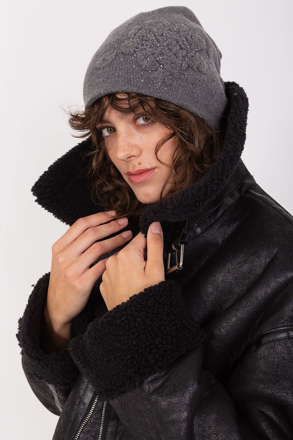 Damen Wintermütze Strass - Warme Mütze mit Strasssteinen