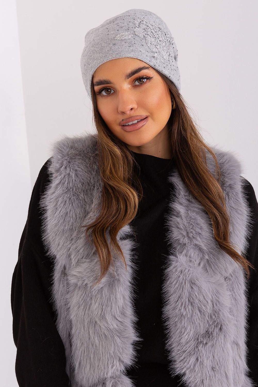 Damen Wintermütze Strass - Warme Mütze mit Strasssteinen