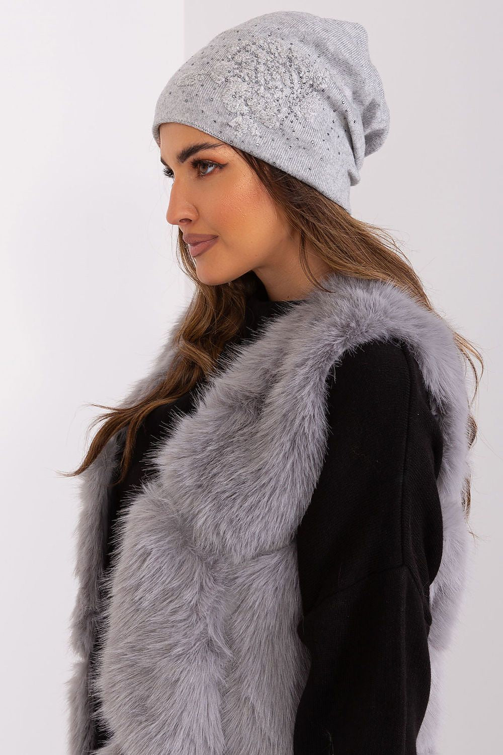 Damen Wintermütze Strass - Warme Mütze mit Strasssteinen