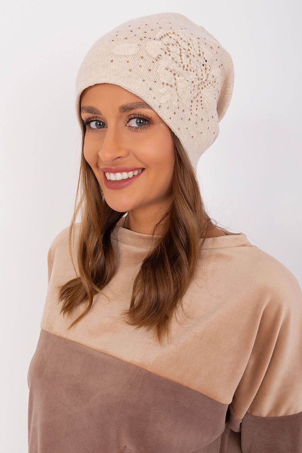 Damen Wintermütze Strass - Warme Mütze mit Strasssteinen