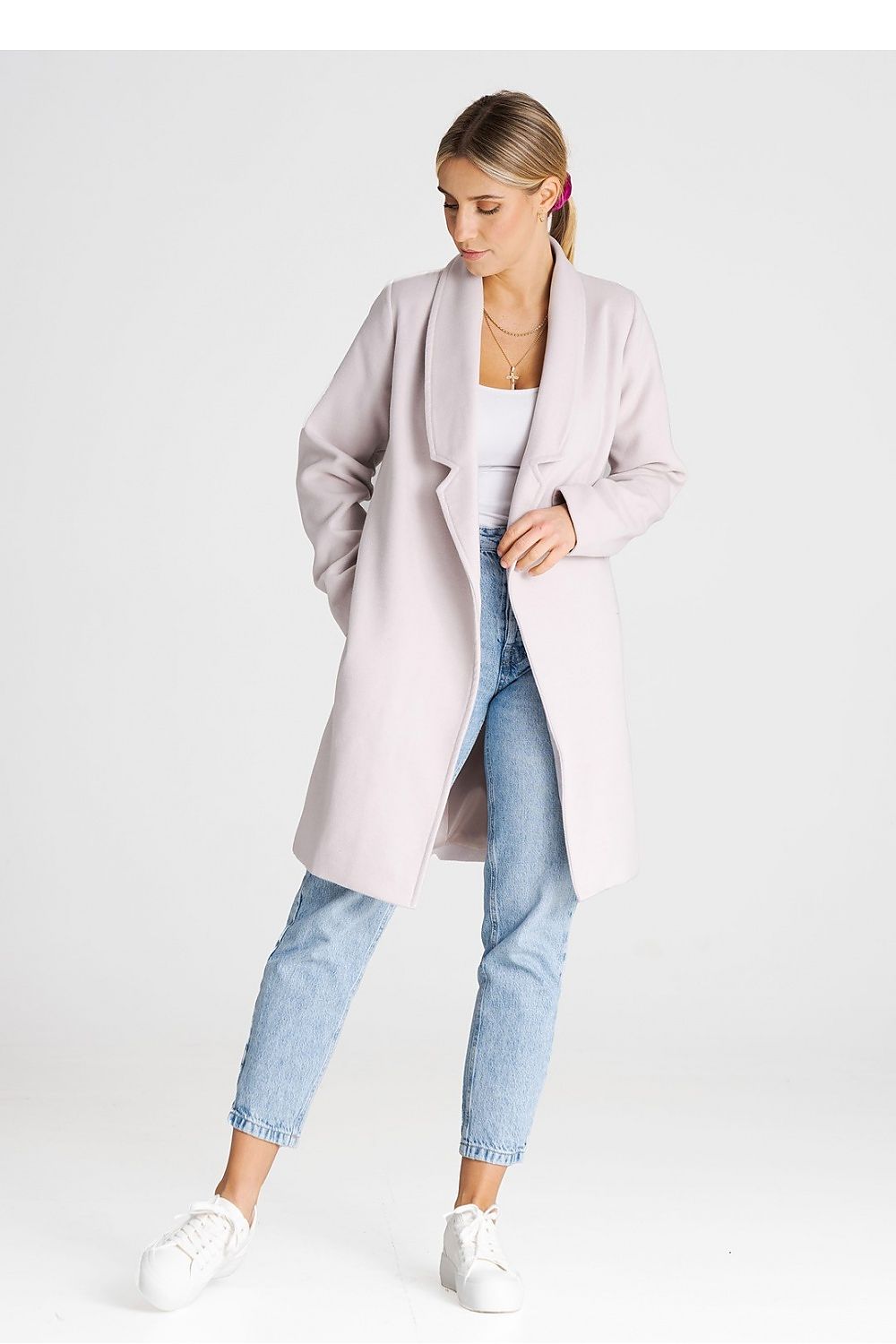 Mantel Damen grau beige Übergang klassisch