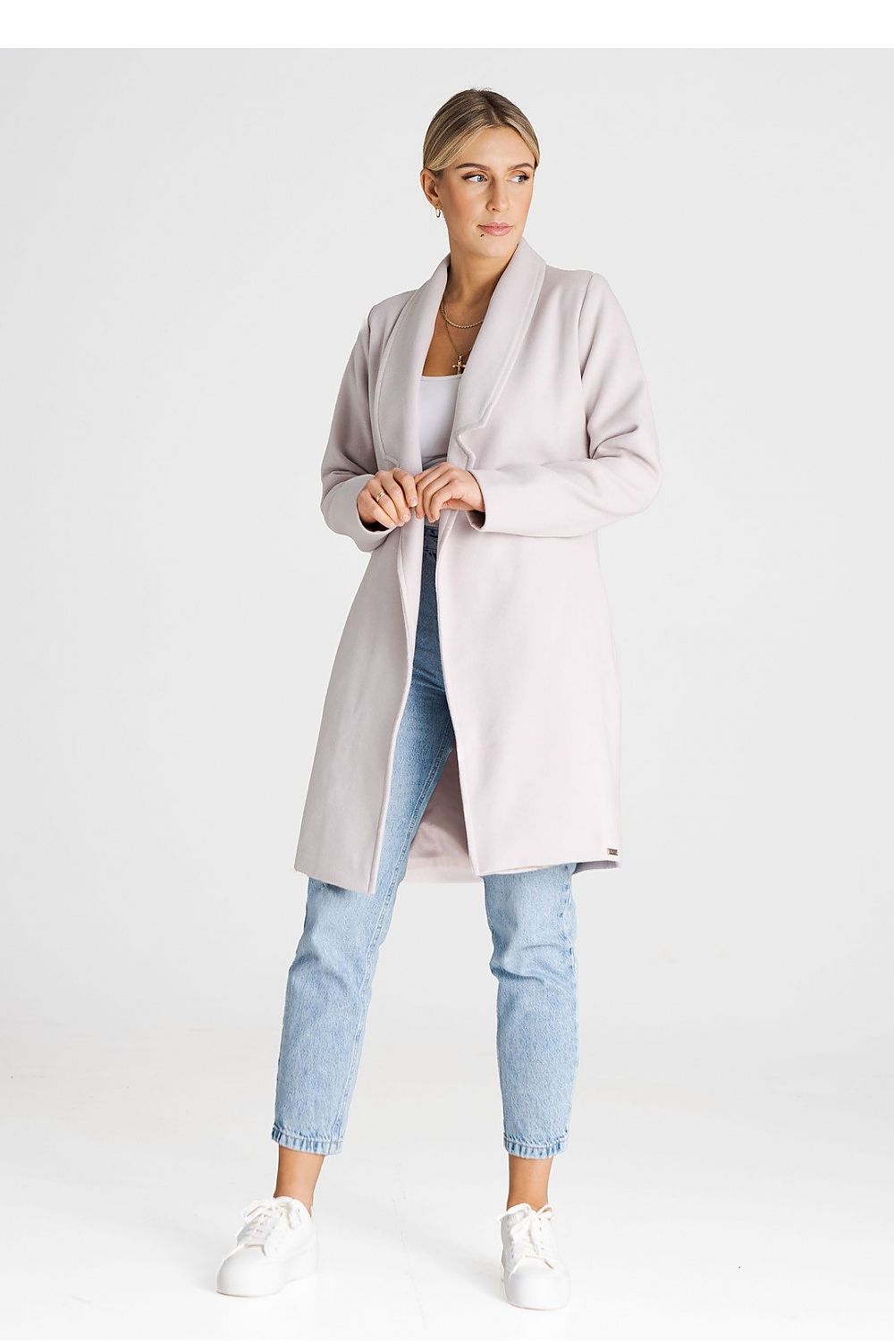 Mantel Damen grau beige Übergang klassisch