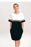 Midi Kleid Damen schwarz grau elegant Großgrößen
