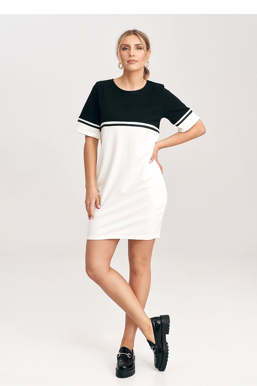 Midi Kleid Damen schwarz grau elegant Großgrößen