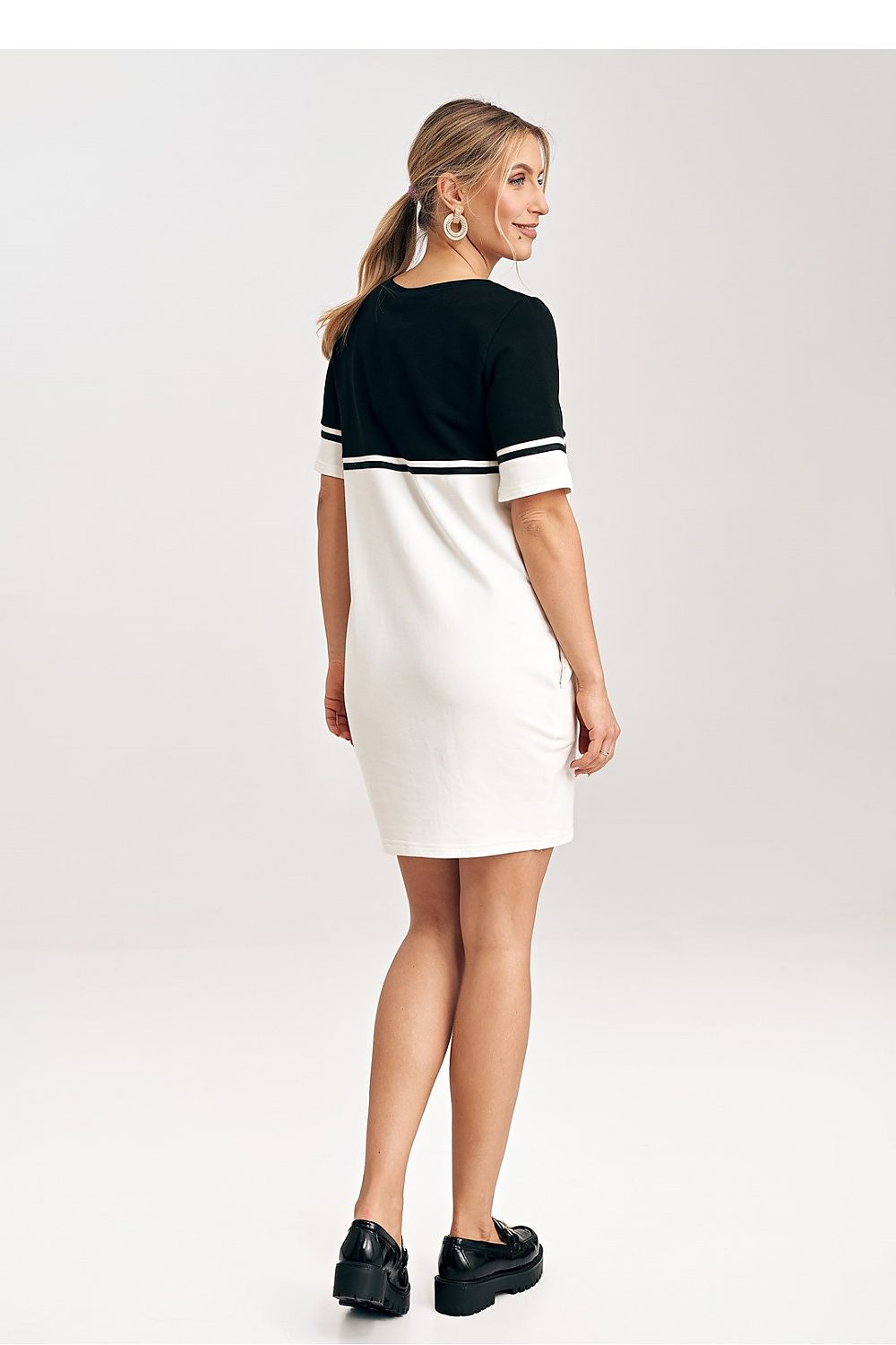 Midi Kleid Damen schwarz grau elegant Großgrößen