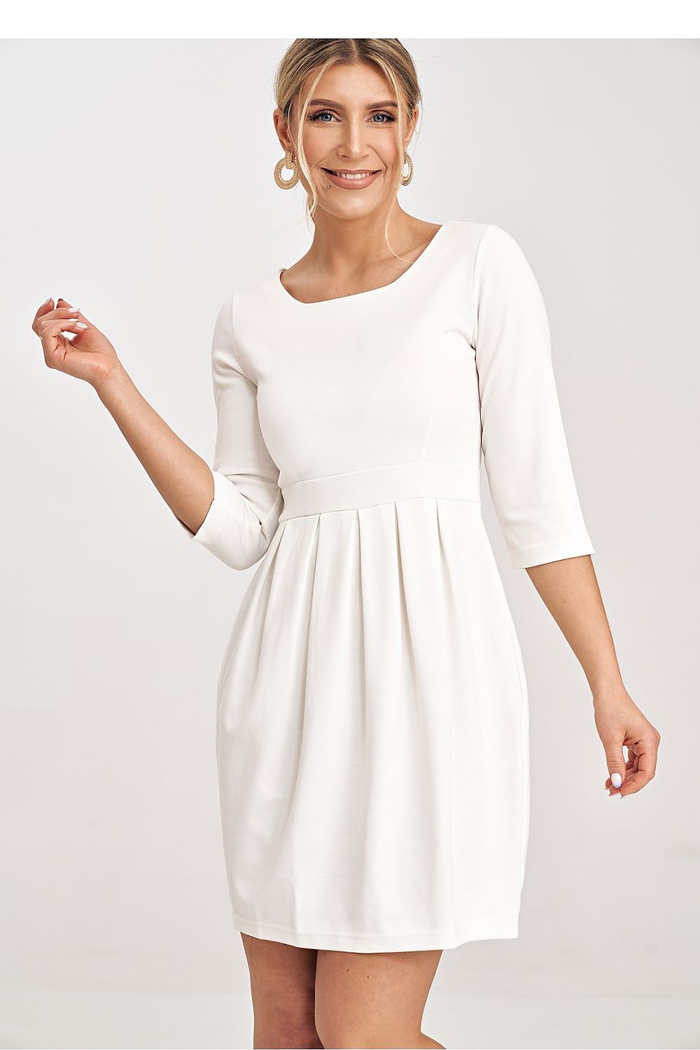 Midi Kleid Damen beige zeitlos elegant
