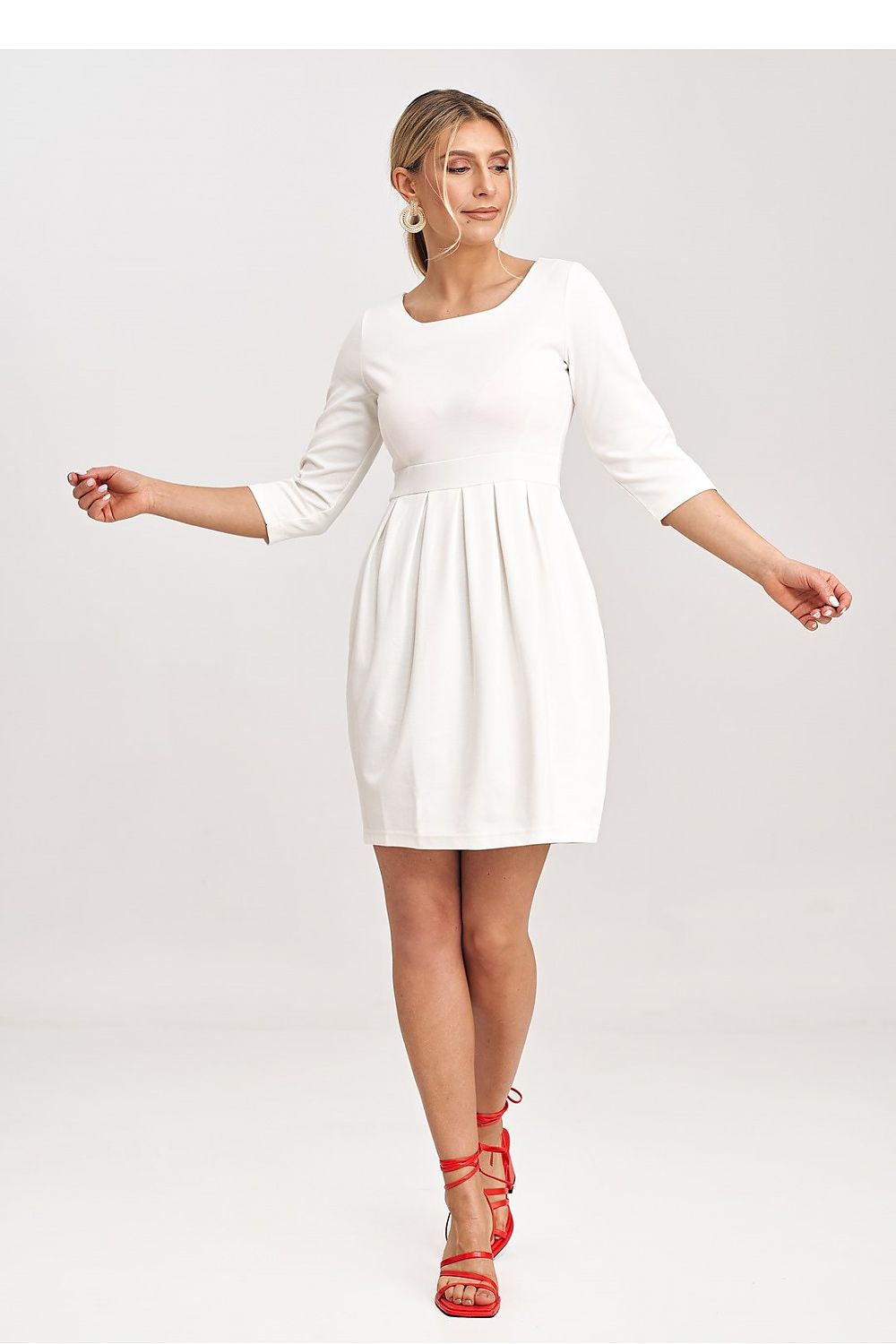 Midi Kleid Damen beige zeitlos elegant
