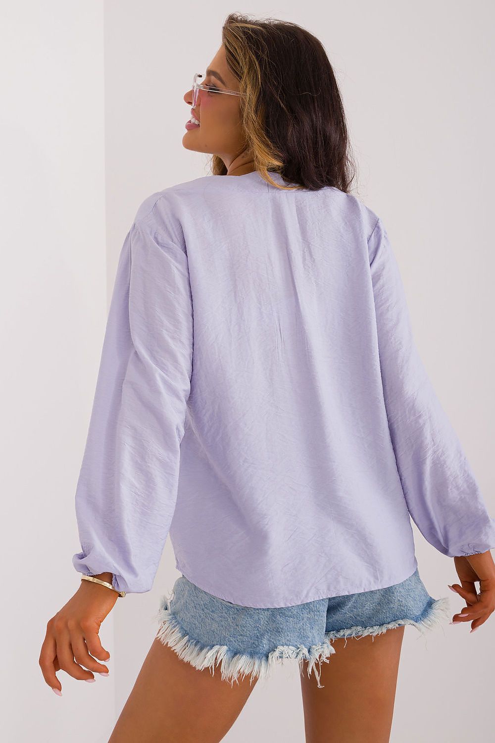 Bluse Damen V-Ausschnitt Puffärmel Elegant & Feminin